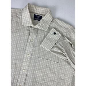 VTG Men Gitman Bros USA French Cuff micro-plaid button up dress shirt, 16.5-35